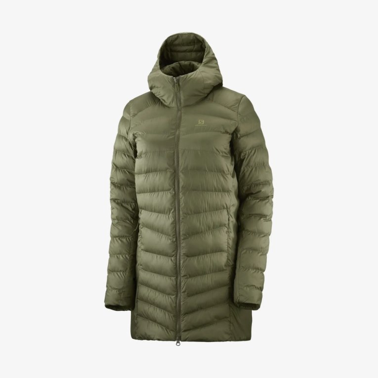 Dámské Zateplené Bundy Salomon Essential Xwarm Long Olivy Zelené | CZ 56DHOZX